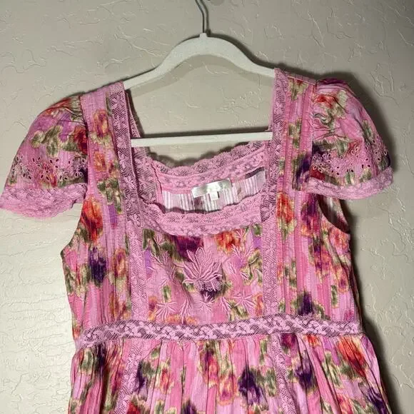 Nutmeg Dress LoveShackFancy floral pink mini dress size 8 - Picture 3 of 11